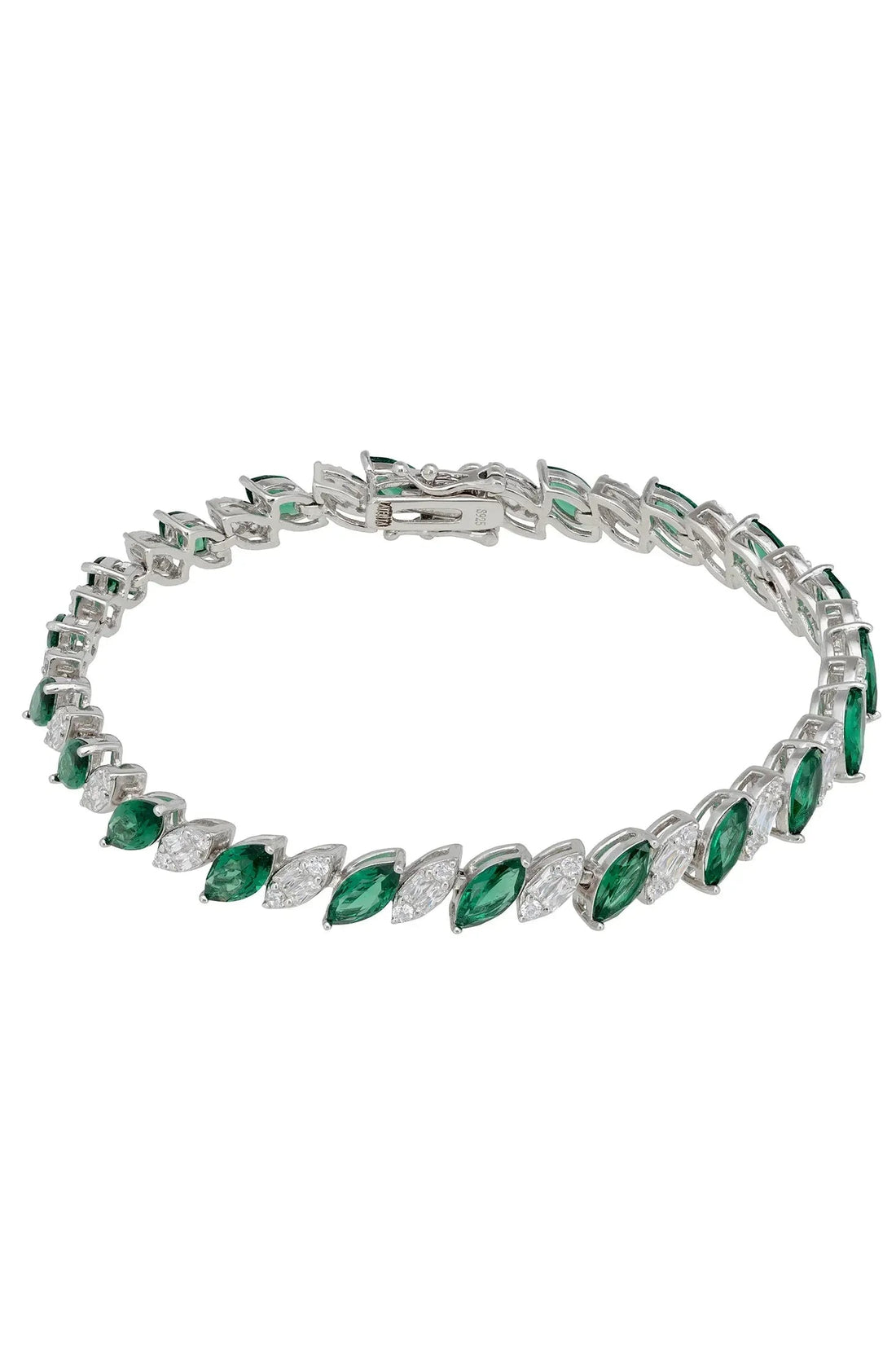 Viscountess Tennis Bracelet Emerald Silver-0