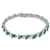 Viscountess Tennis Bracelet Emerald Silver-0