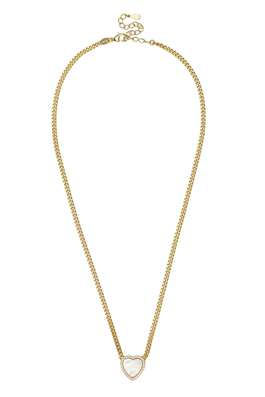 Heart Mother Of Pearl Necklace Gold-2