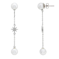 Falling Star Pearl Drop Earrings Silver-2