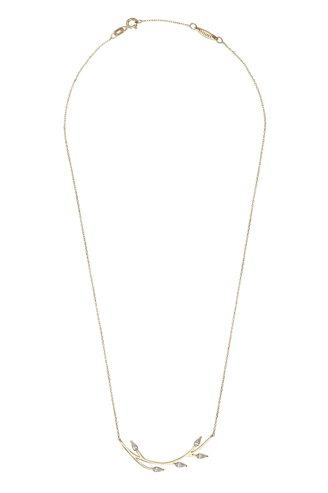 Solid 14k Gold Blooming Branch Necklace-2