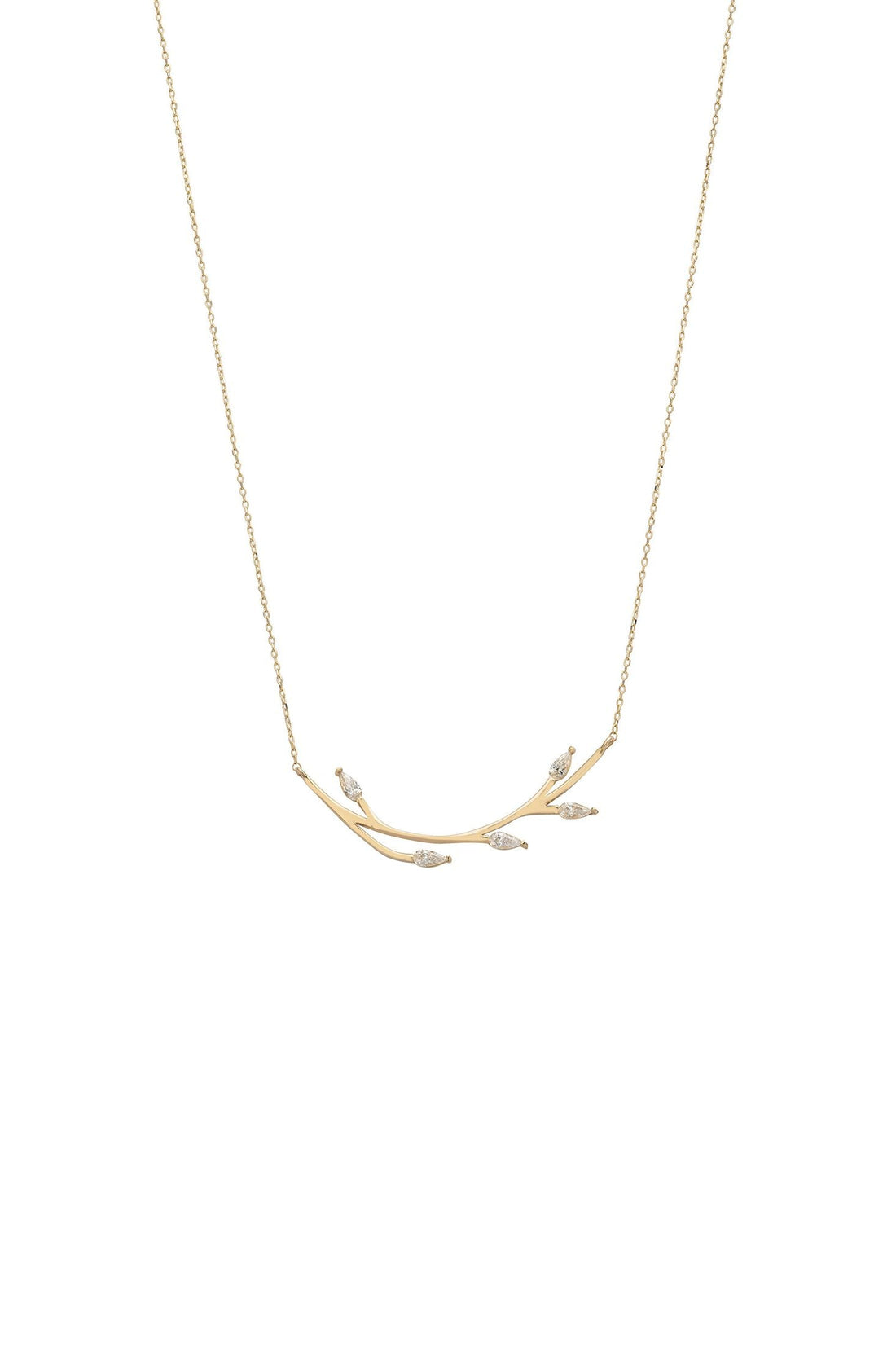 Solid 14k Gold Blooming Branch Necklace-0