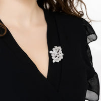 Petal Cascading Flower Brooch Silver-1