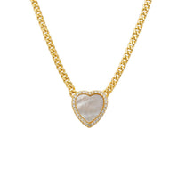 Heart Mother Of Pearl Necklace Gold-0