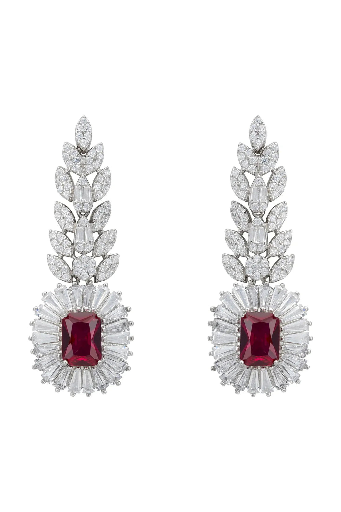Countess Gemstone Drop Earrings Ruby Silver-0