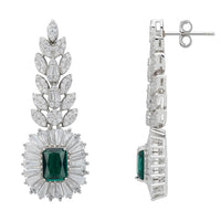 Countess Gemstone Drop Earrings Emerald Silver-2