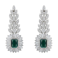 Countess Gemstone Drop Earrings Emerald Silver-0
