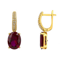 Alexandra Oval Drop Earrings Gold Ruby-2