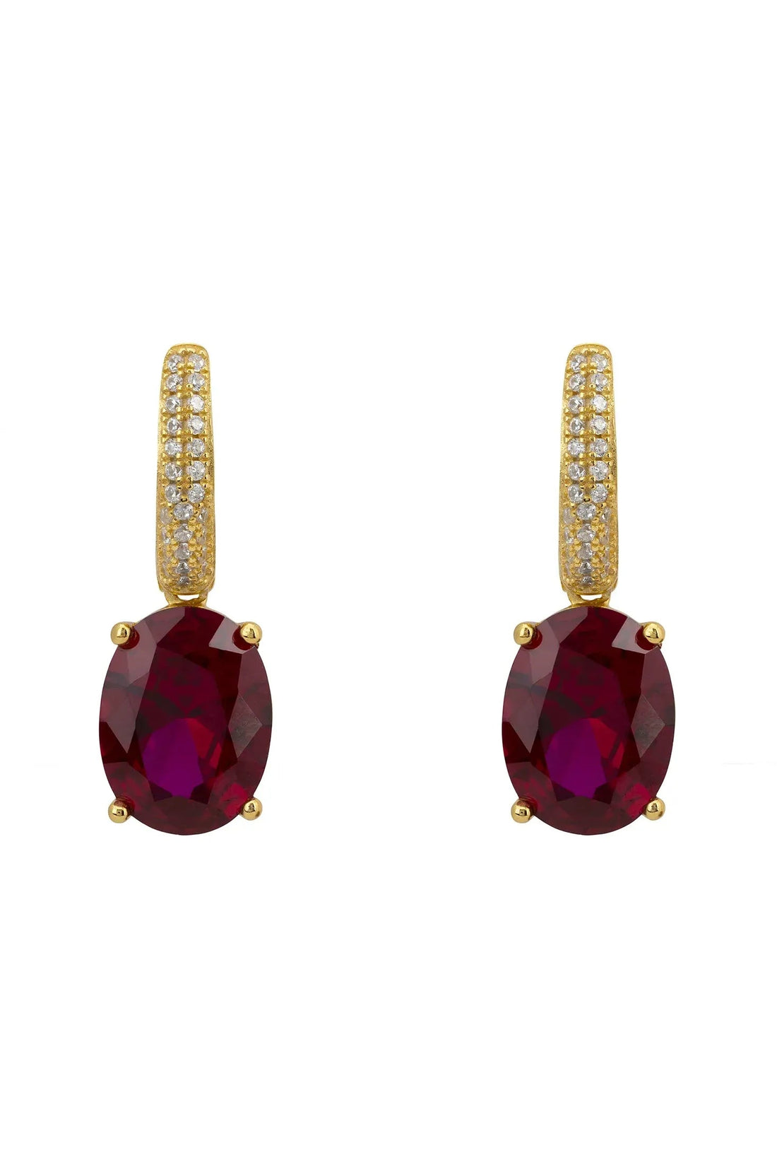 Alexandra Oval Drop Earrings Gold Ruby-0