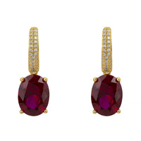 Alexandra Oval Drop Earrings Gold Ruby-0