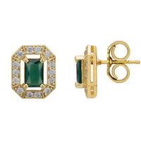 Whistledown Gemstone Stud Earrings Emerald Gold-3