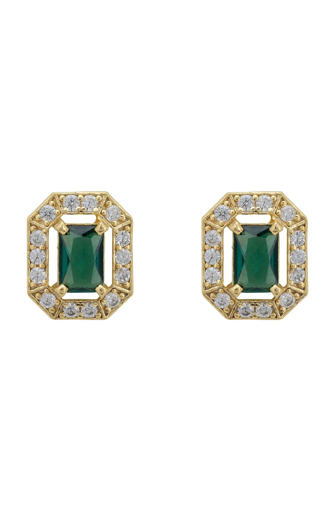 Whistledown Gemstone Stud Earrings Emerald Gold-0