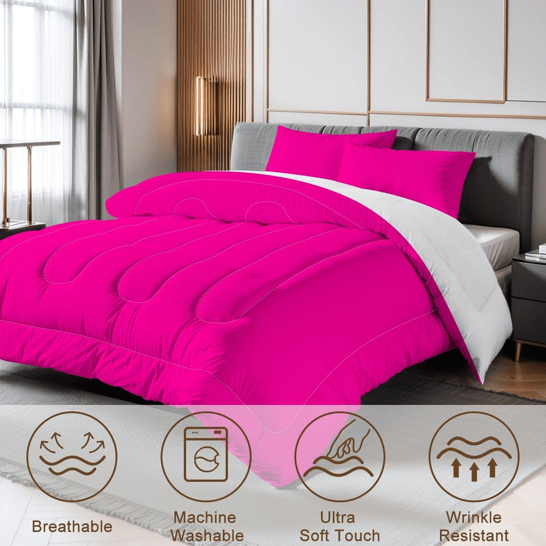 Hot Pink Queen Comforter Set