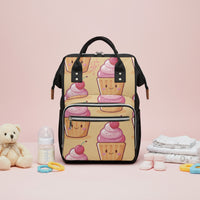 Personalized Backpack Diaper Bag | Yellow Cupcake & Pink Print
