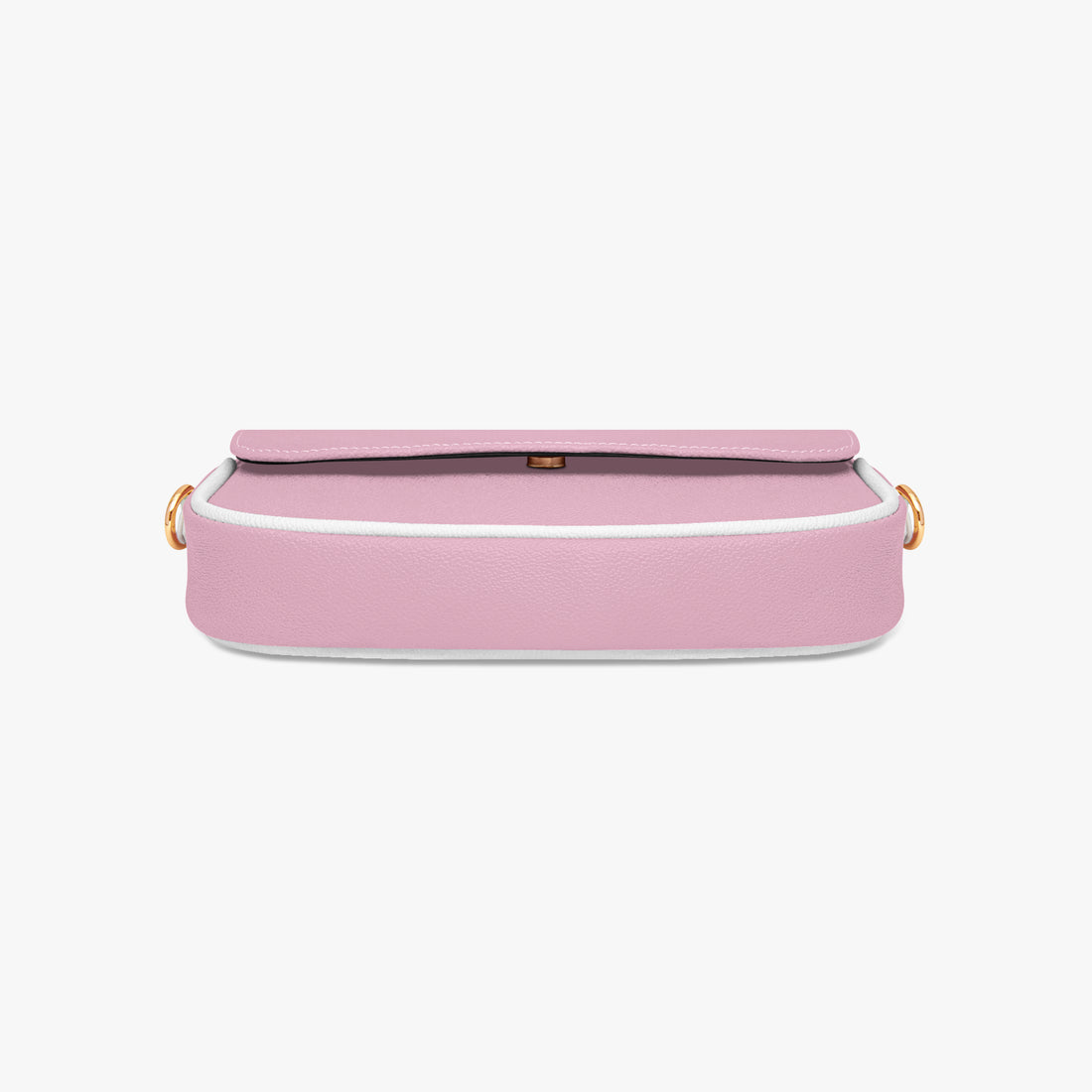 Pastel pink mini shoulder bag with top flap and gold-toned hardware