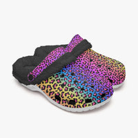 Rainbow Multi Color Leopard Print Lined Clogs