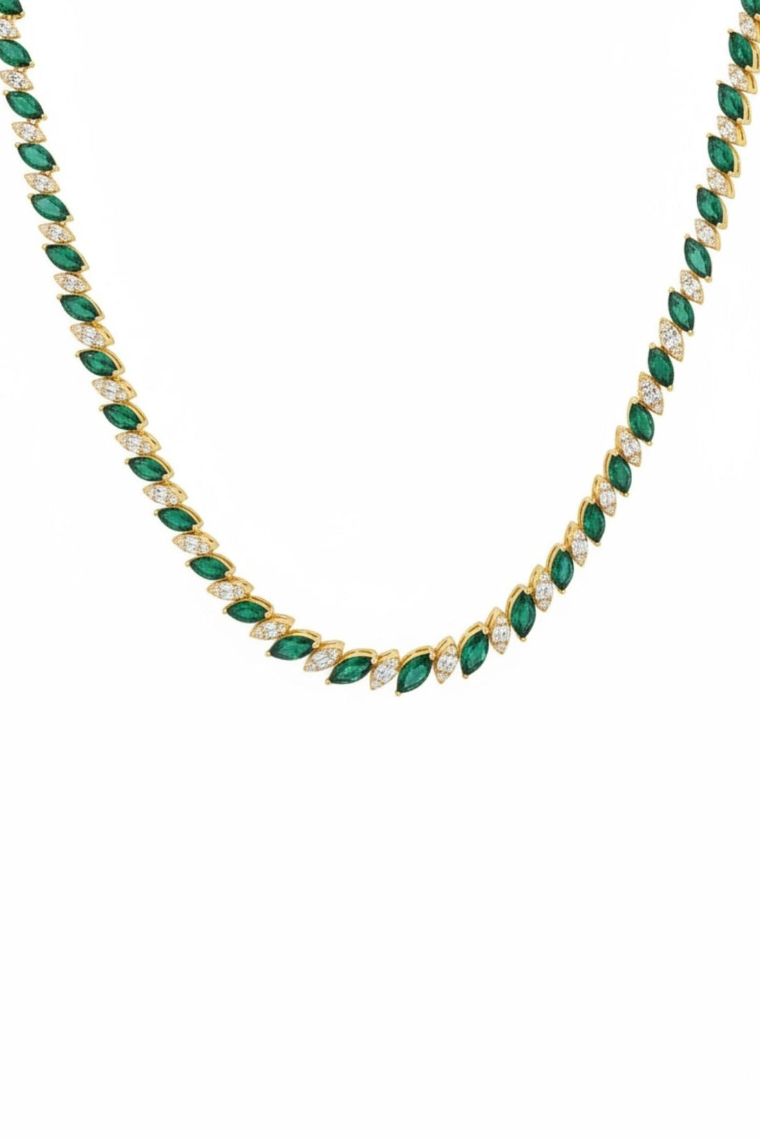 Viscountess Statement Tennis Necklace Emerald Gold-0