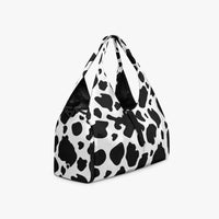 Women's Black and White Cow Print Canvas Sports Bag