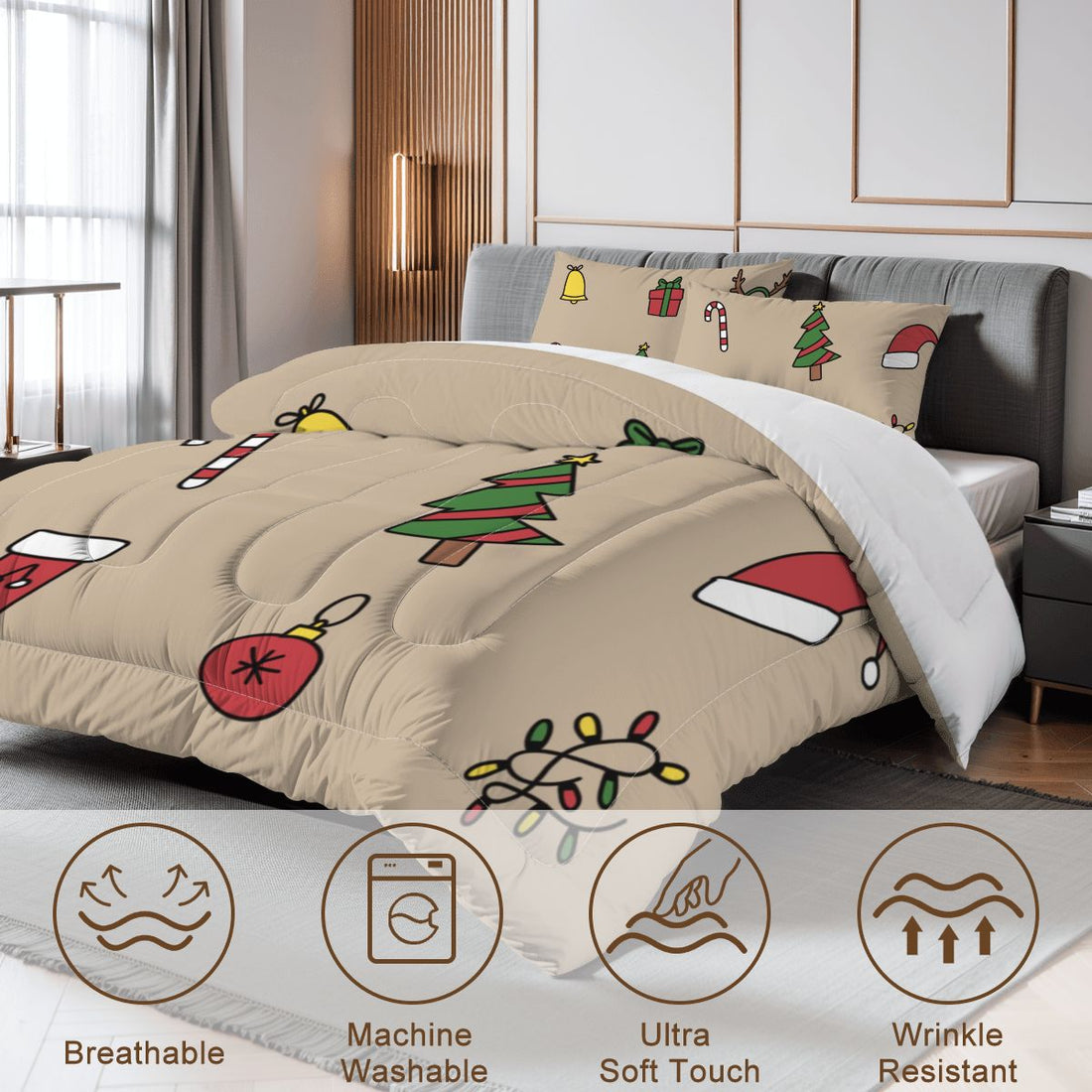 Brown Holiday Christmas Bedding Sets Queen