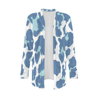 Pastel Leopard Print Open-Front Cardigan with Pockets