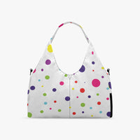 Women's Multi-Colour Polka Dot White Canvas Sports Bag