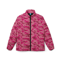 Pink Coat Puffer | Edgy Pink Camouflage Winter Jacket