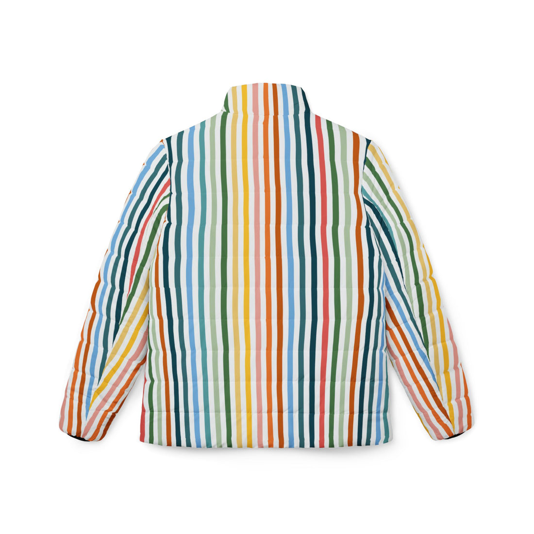Puffer Ladies Coats | Trendy Multi Color Pinstripe Winter Coat