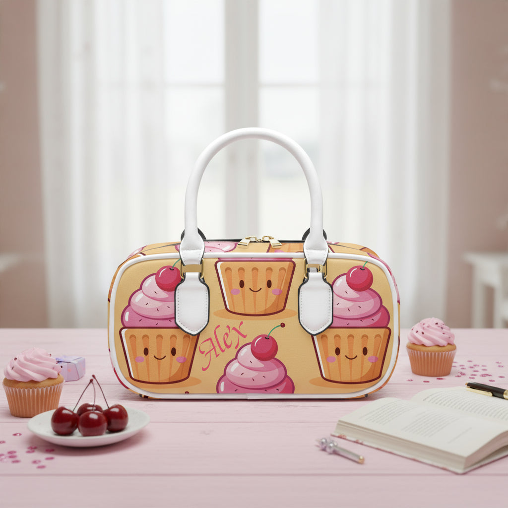 Custom Cross Body Bags | Personalized Yellow Cupcake Print