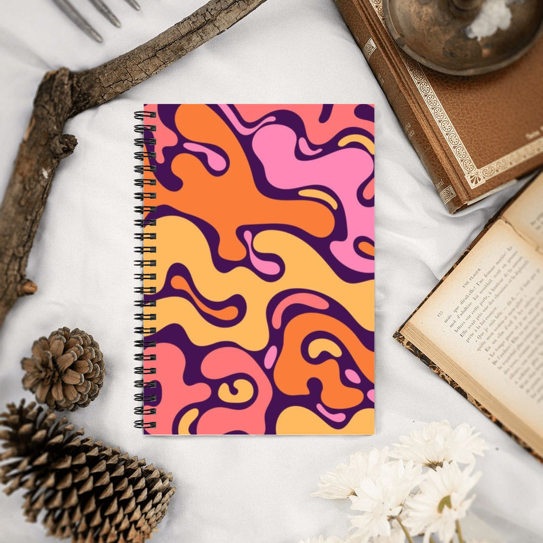 Orange and Pink Funky A5 Spiral Notebook