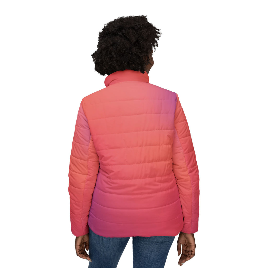 Ombre Puffer Coat | Purple and Orange Gradient Quilted Outerwear