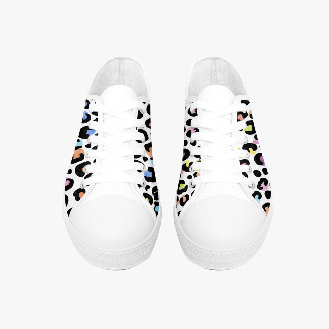 Leopard Print Trainers Womens White Multi Color Canvas Low Top Shoes