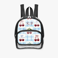 PVC Backpack | Personalized Clear Blue Gingham & Cherry Mini Bag