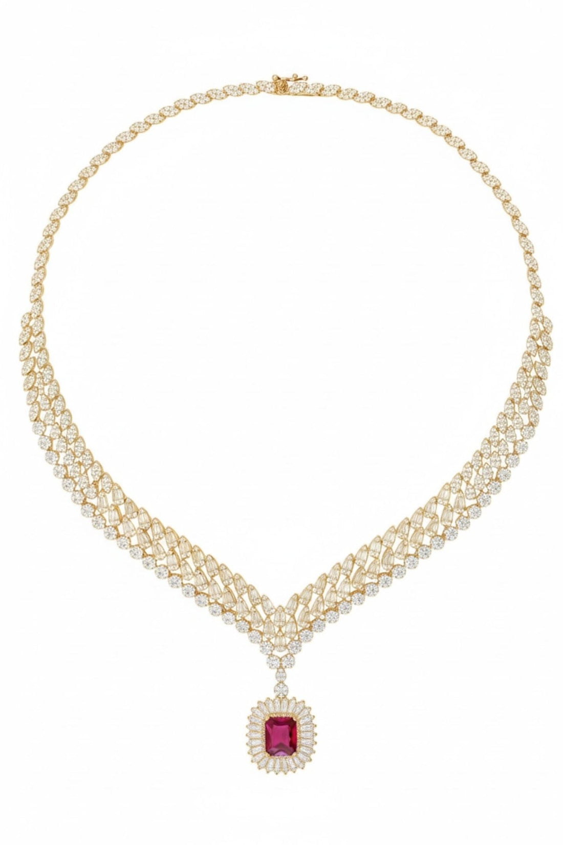 Countess Statement Ruby Necklace Gold-2