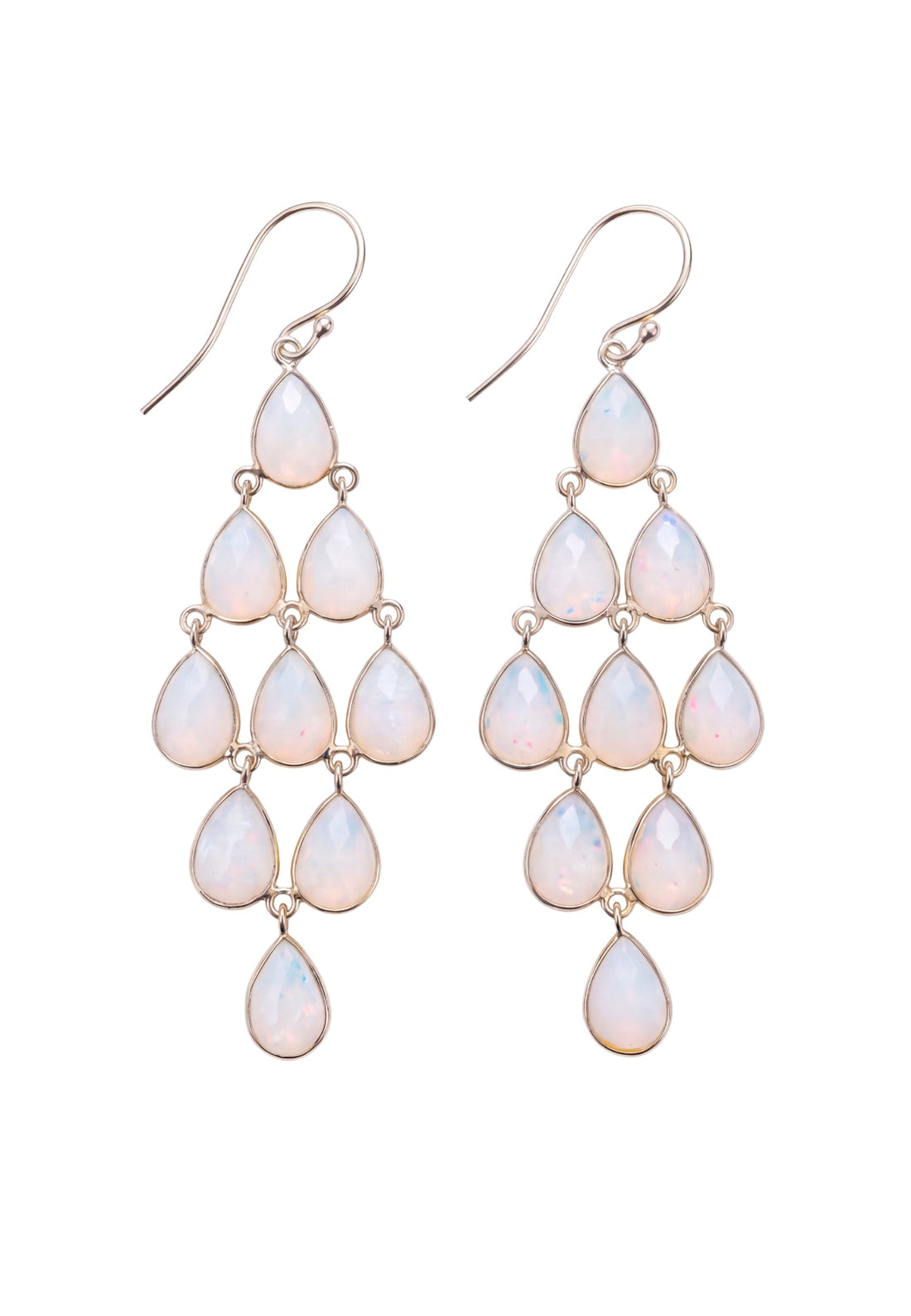 Erviola Gemstone Cascade Earrings Silver Opal-0