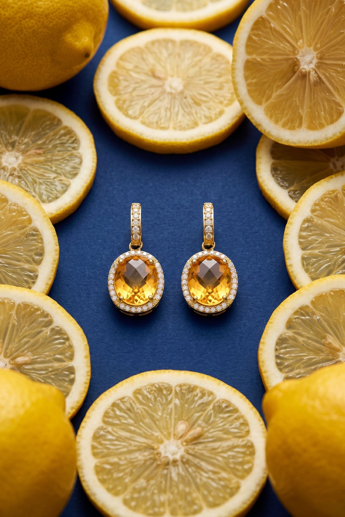 Beatrice Oval Gemstone Drop Earrings Gold Citrine Hydro-4