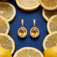 Beatrice Oval Gemstone Drop Earrings Gold Citrine Hydro-4