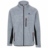 Trespass Jynx pale blue-gray striped fleece jacket with stand collar and zip pockets