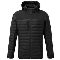 Men's black Tuffstuff Hatton jacket with hood, quilted panels, front zip and chest pocket