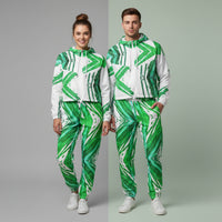 White And Green Windbreaker | Women's Cropped Pullover Hooded Jacket