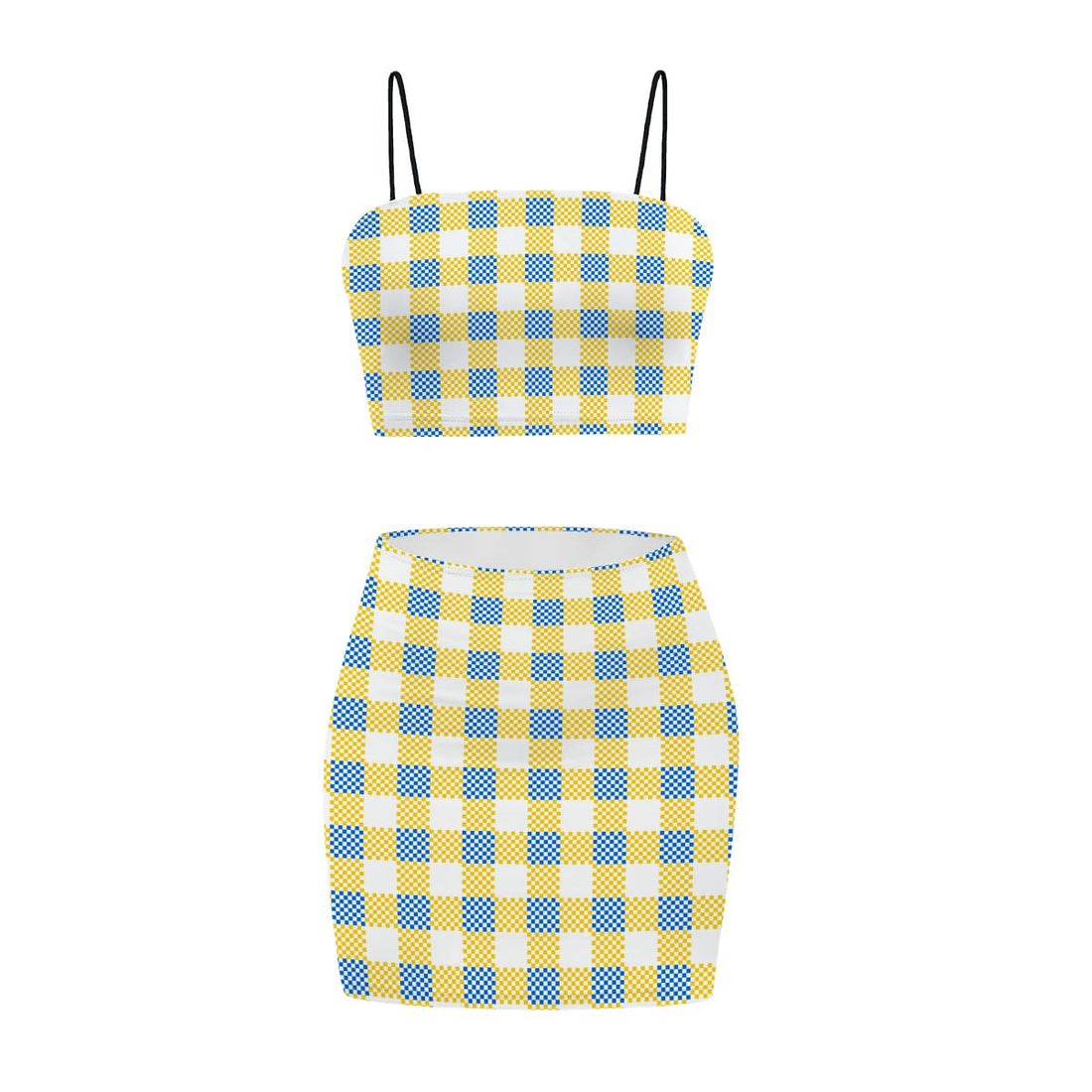 Yellow Blue and White Gingham Co Ord Set - Women&