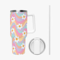 Daisy Floral Multi Coloured 40oz Stainless Steel Tumblers