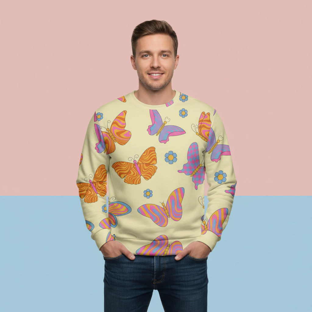 Butterfly Graphic Sweater | Aesthetic Nature Pattern Unisex Pullover