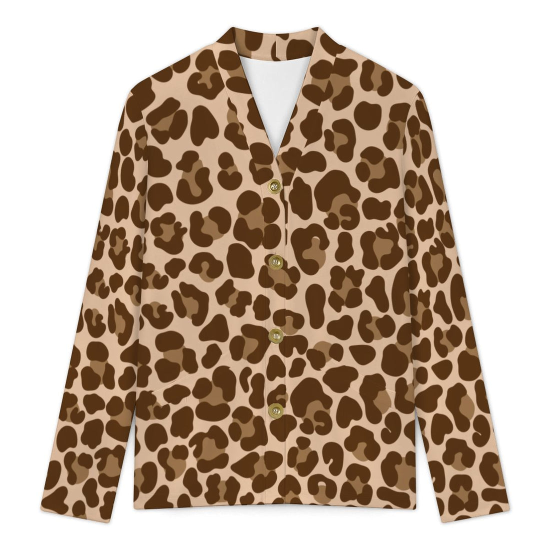 Brown Leopard Print Buttoned Cardigan