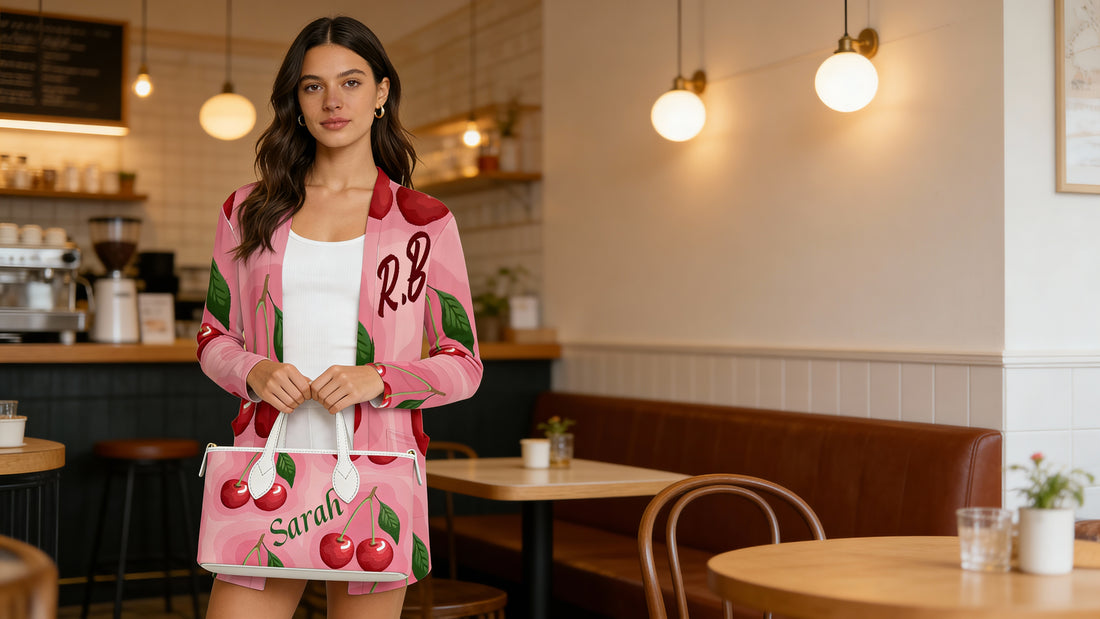 Cherry Cardigan | Pink Oversized Open Front Sweater with Pockets