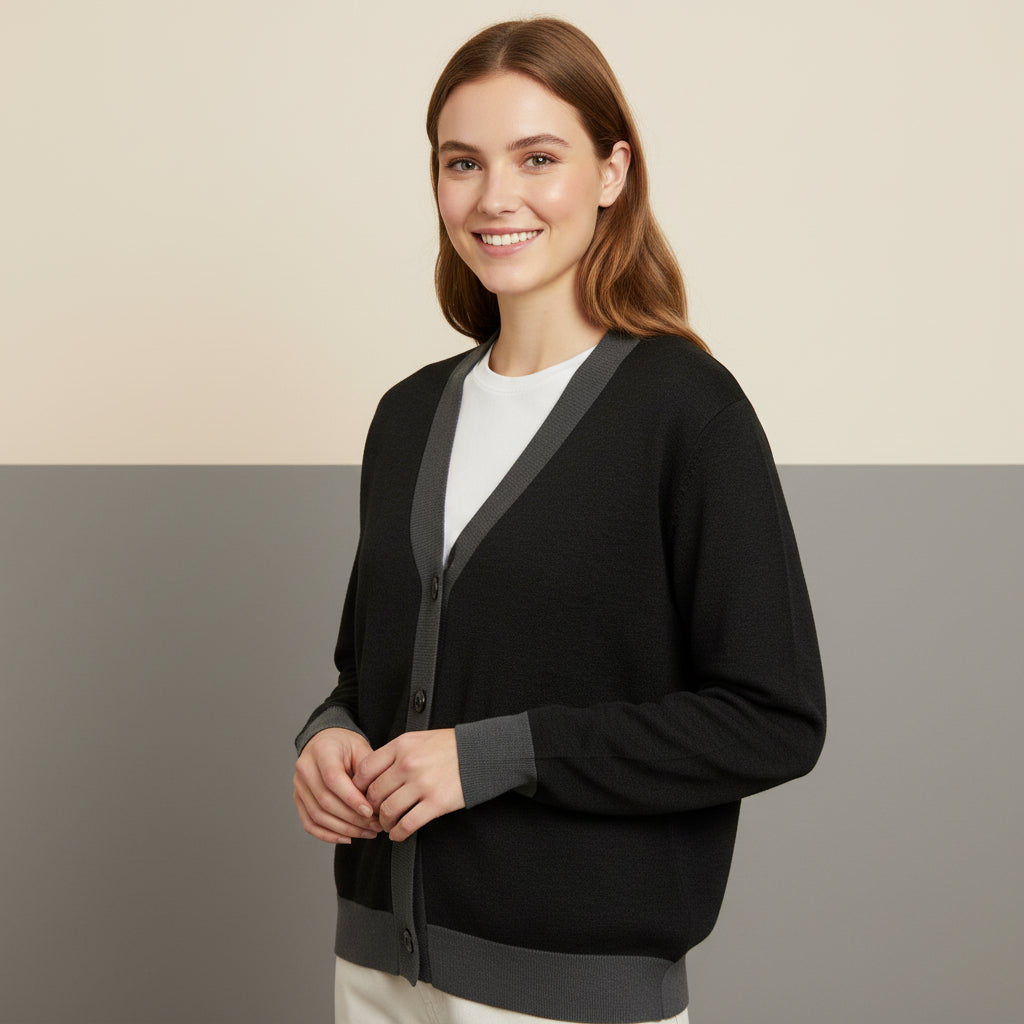 Plus Size Black Cardigan | Unisex Aesthetic Chic Jacquard Knit