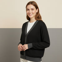 Plus Size Black Cardigan | Unisex Aesthetic Chic Jacquard Knit