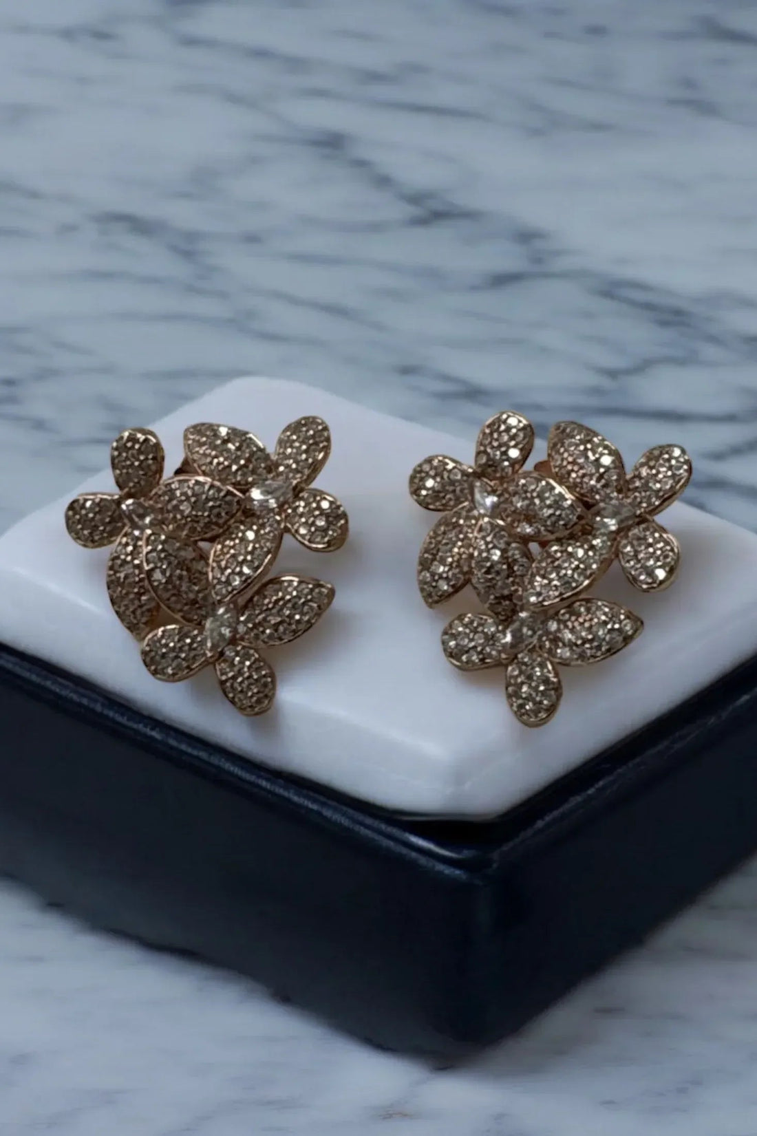 Flowers Large Stud Earrings Rosegold-3