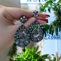Paloma Green Opal Drop Earrings Oxidised-3