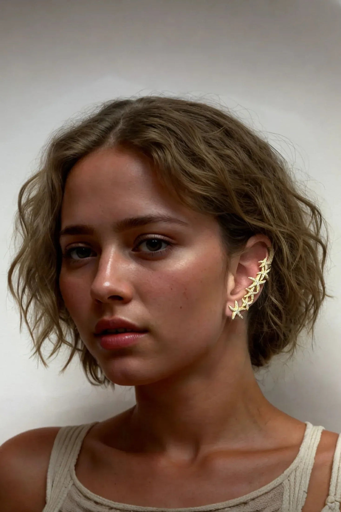 Starfish Ear-Climber Gold Left Ear-1