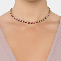 Viscountess Statement Tennis Necklace Ruby Gold-1